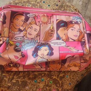 😎Comic Print Pink Cosmetic Bag